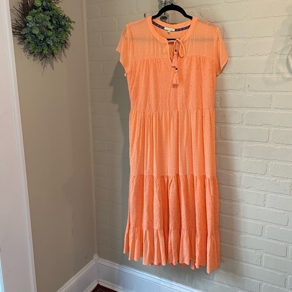 Kate & Sam dress NEW coral orange dress Swiss‎ dot & eyelet lined small - Picture 2 of 9